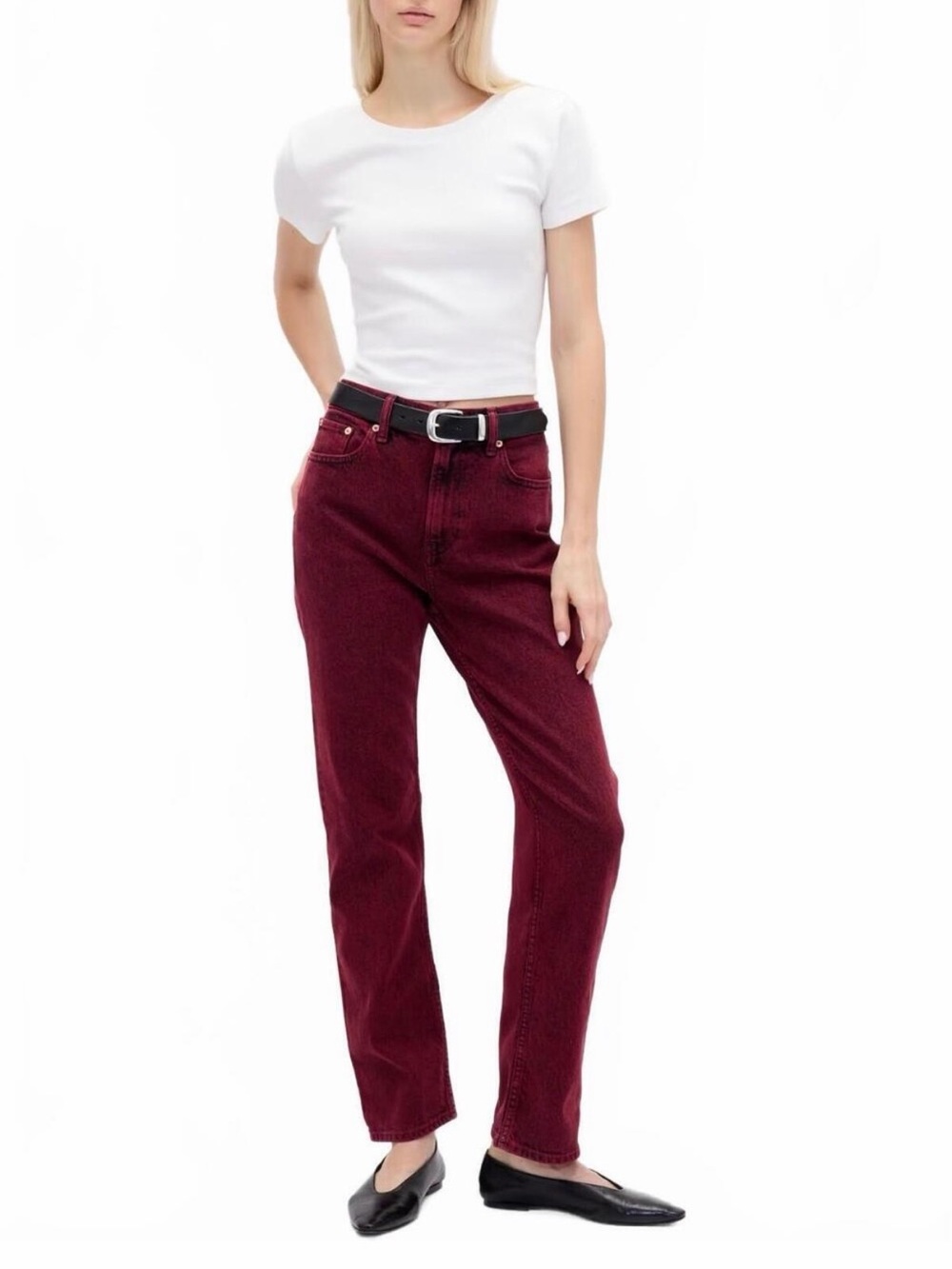 GAP 90s Straight High Rise Jeans in Red Delicious, size 28